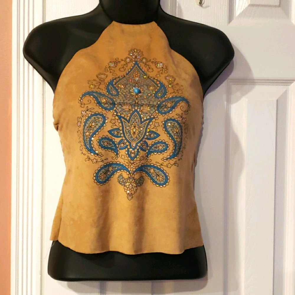 Halter Faux suede top